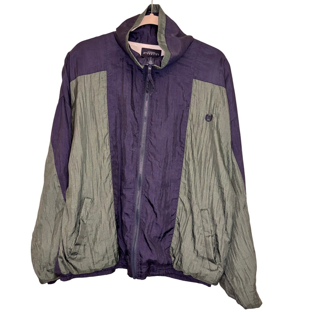 Vintage Givenchy Activewear Windbreaker Jacket Mens L Navy Gray Colorblock 90s